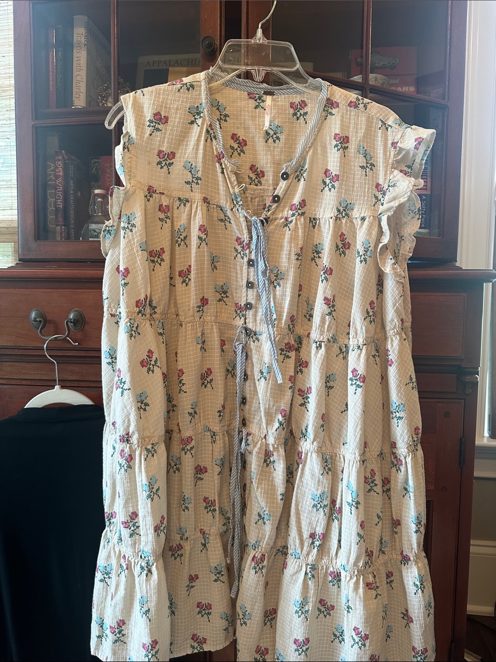 Free People Cream Floral Tiered Babydoll Tunic